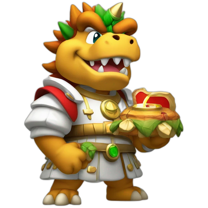 Bowser (Nintendo) receiving sacrament at church emoji