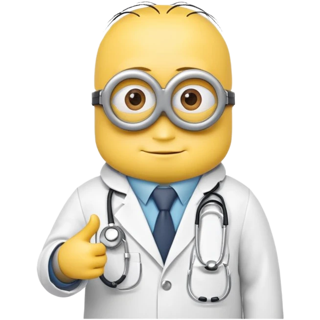 yellow minion character wearing doctor coat and stethoscope emoji