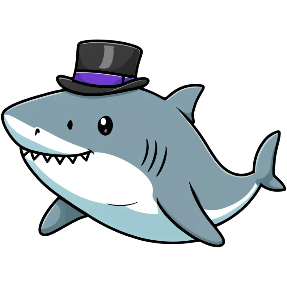 Shark with a top hat emoji