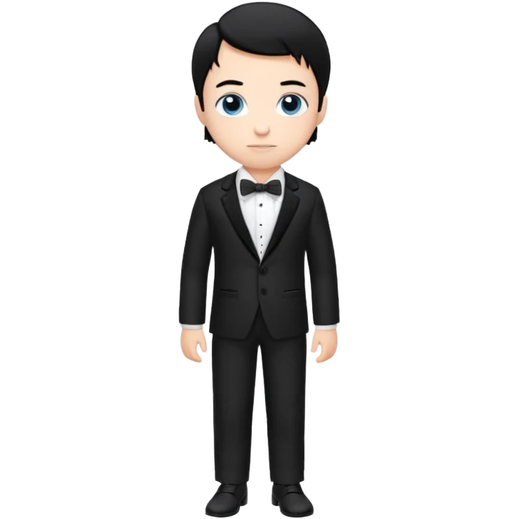 white boy with black hair in a tuxedo. full body emoji