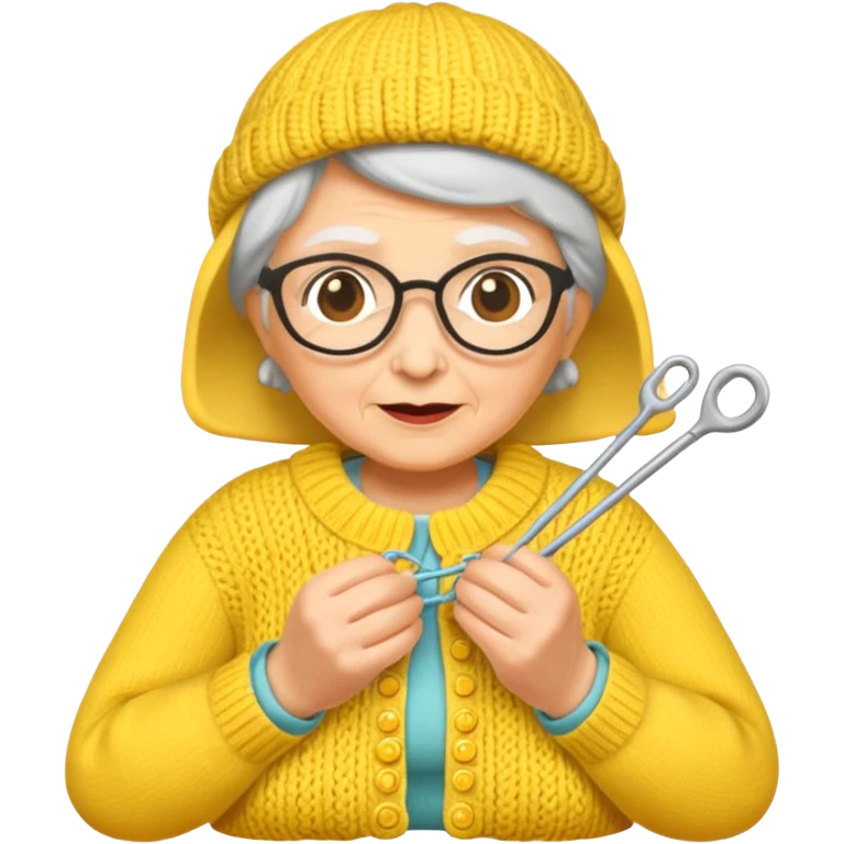 knitting grandma yellow emoji