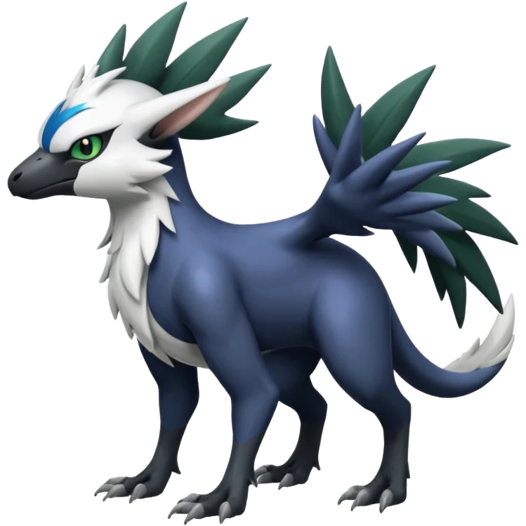 Shiny Black Grey White and Dark-Green Trico-Nargacuga-Silvally-Absol-fusion emoji