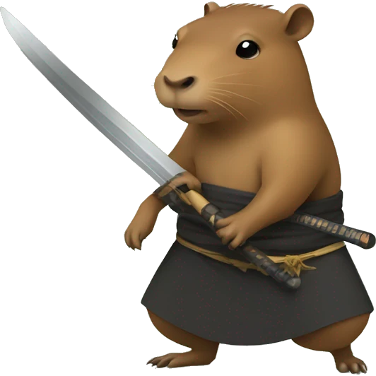 Capybara with a katana emoji