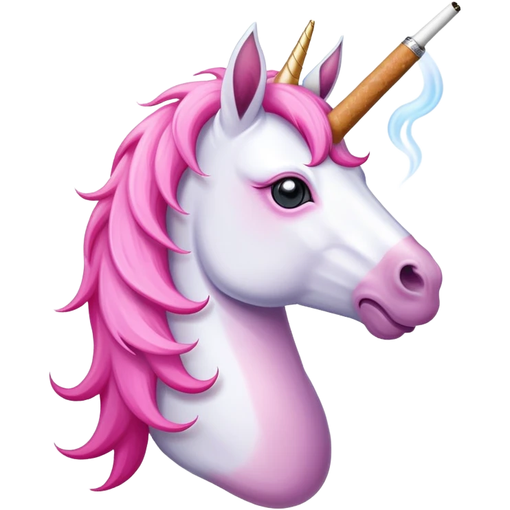 Unicorn with a cigarette at the horn and it’s holding a vape emoji