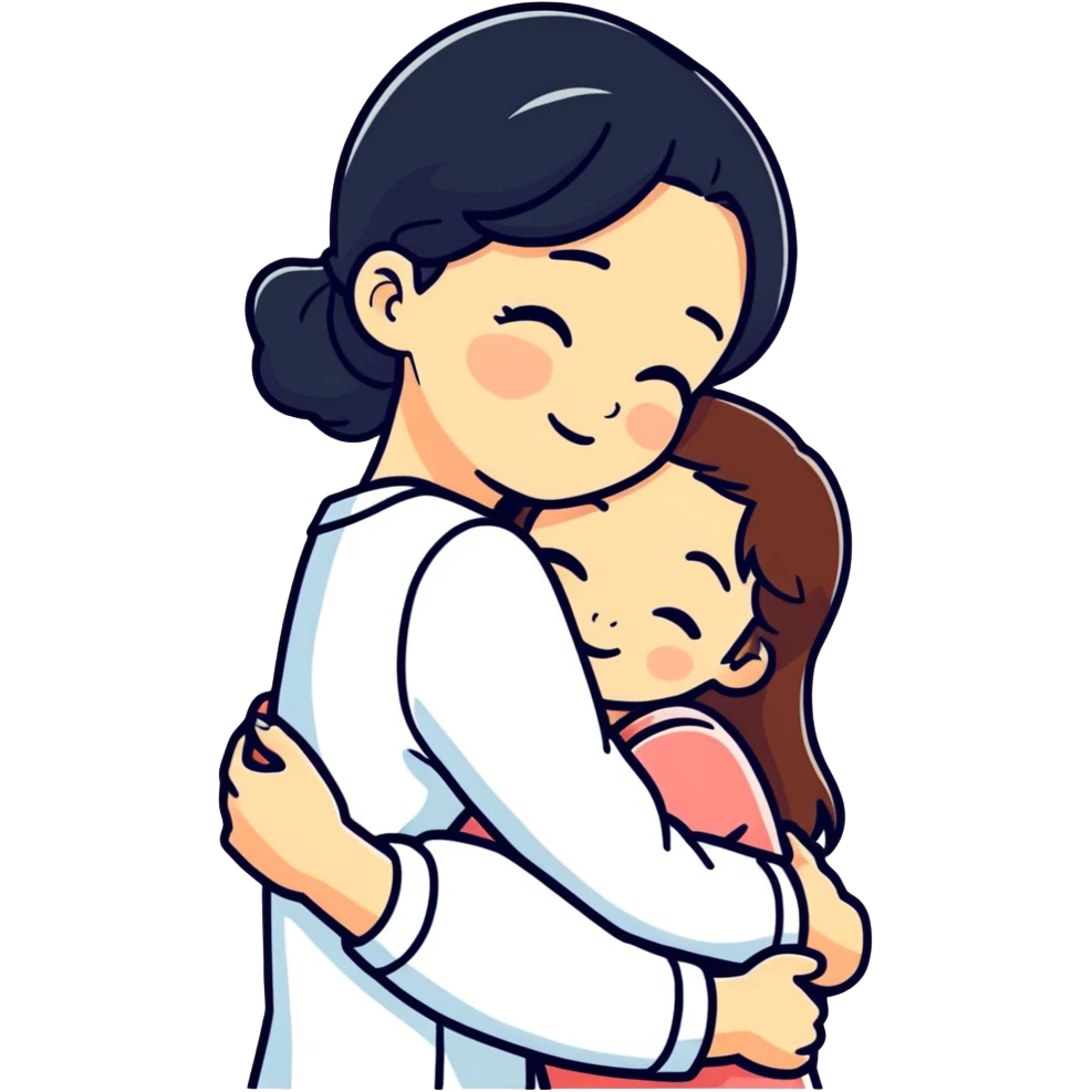 girl hugging herself emoji