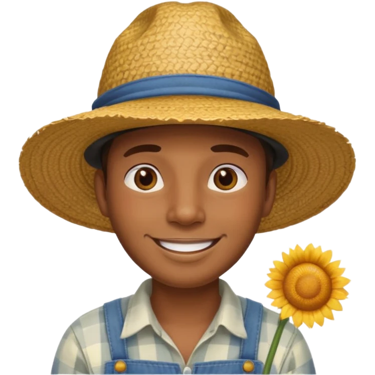 farmer black man with straw hat emoji