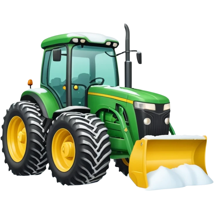 Bigger Green tractor with yellow blade pushing snow emoji