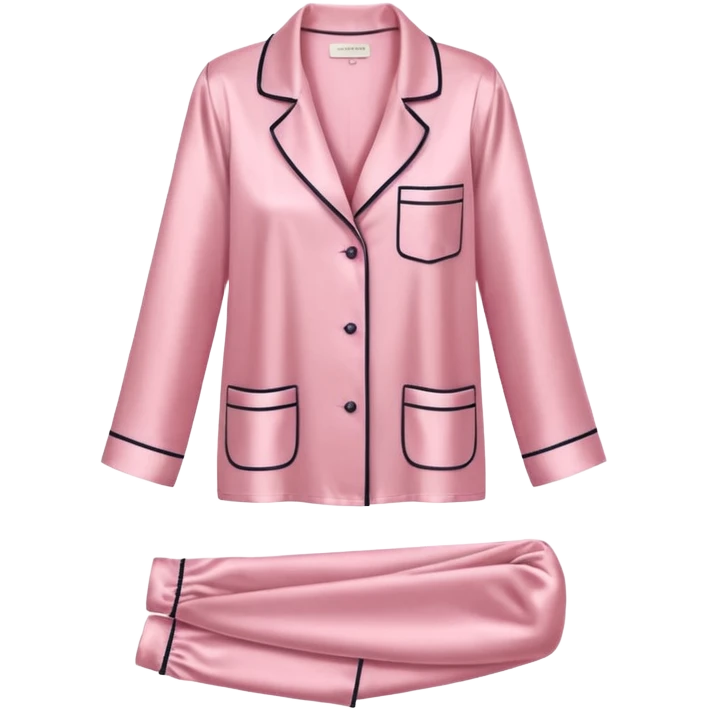 Soft pink silk pajamas folded neatly, minimal and elegant emoji