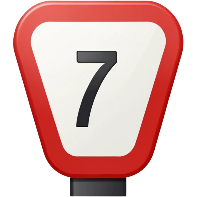 Représente moi une borne kilométrique rouge et blanche avec le chiffre 7. le bas est un rectangle blanc et le haut est en demi cercle rouge ayant la même largeur que le rectangle blanc. emoji