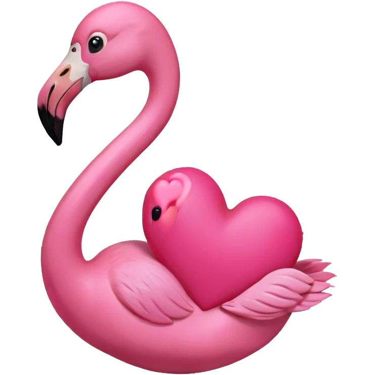 Flamingo holding heart emoji