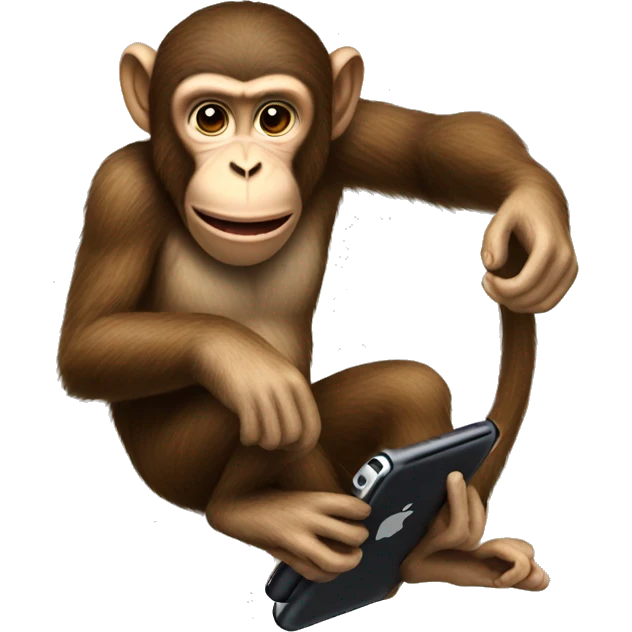 realistic monkey riding a iphone emoji