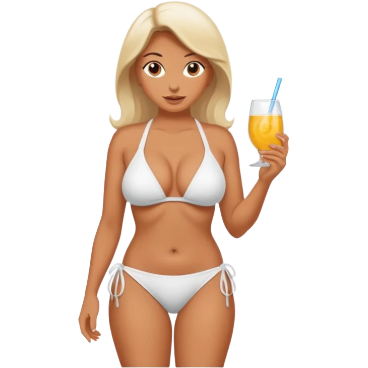Lady with huge boobs, in a tight bikini, tanned emoji