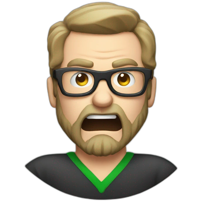 angry bearded irish man with glasses punching a TV emoji