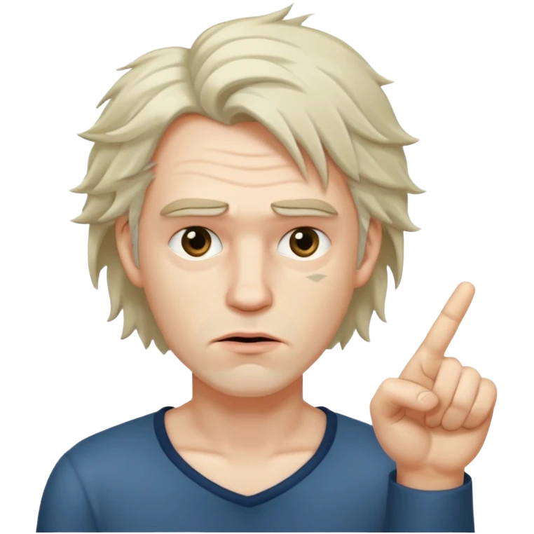 Weak man with disheveled hair pointing to his right emoji