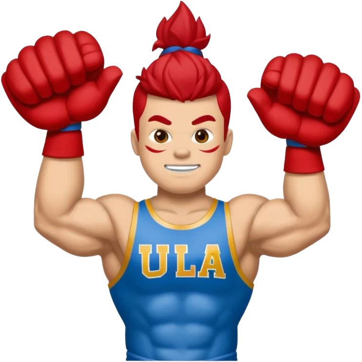 Can you create a emoji of threw Nebraska Cornhusker mascot sitting on top of the UCLA Bruin mascot emoji
