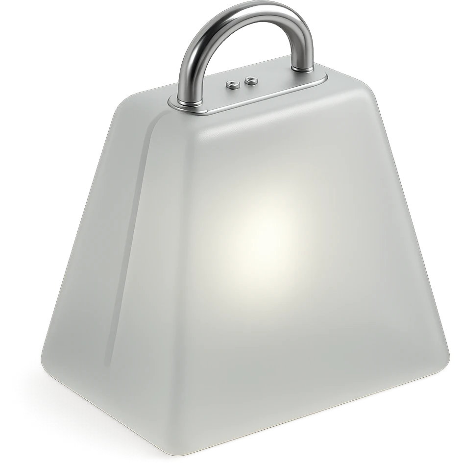 Add a handle to the maroon cowbell in 3D style, shiny and realistic, with no background. emoji
