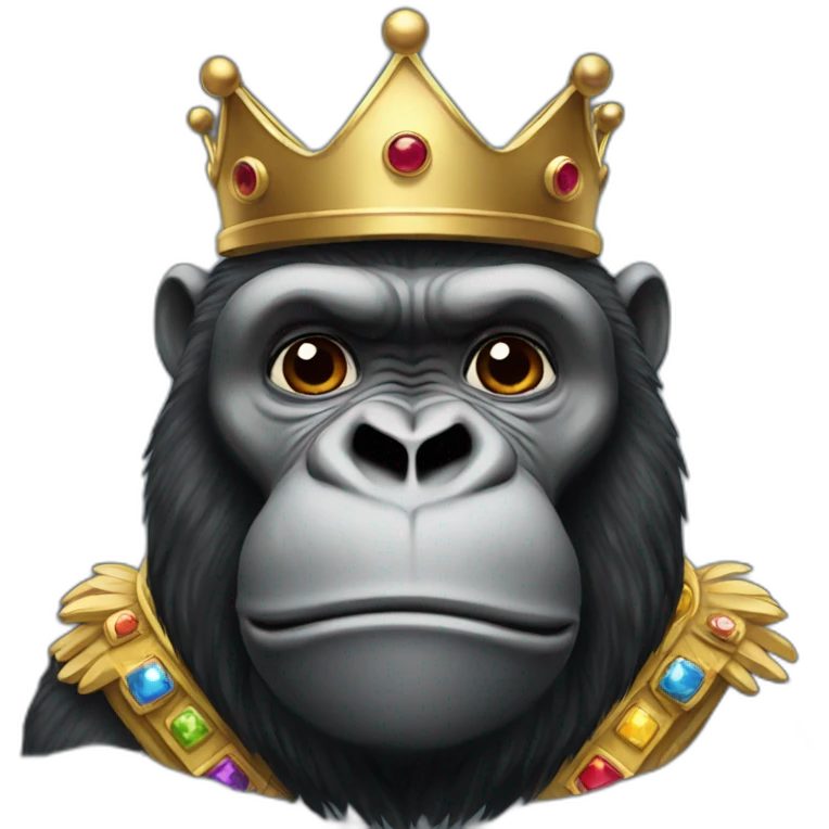 Gorilla wearing king clothes and crown emoji
