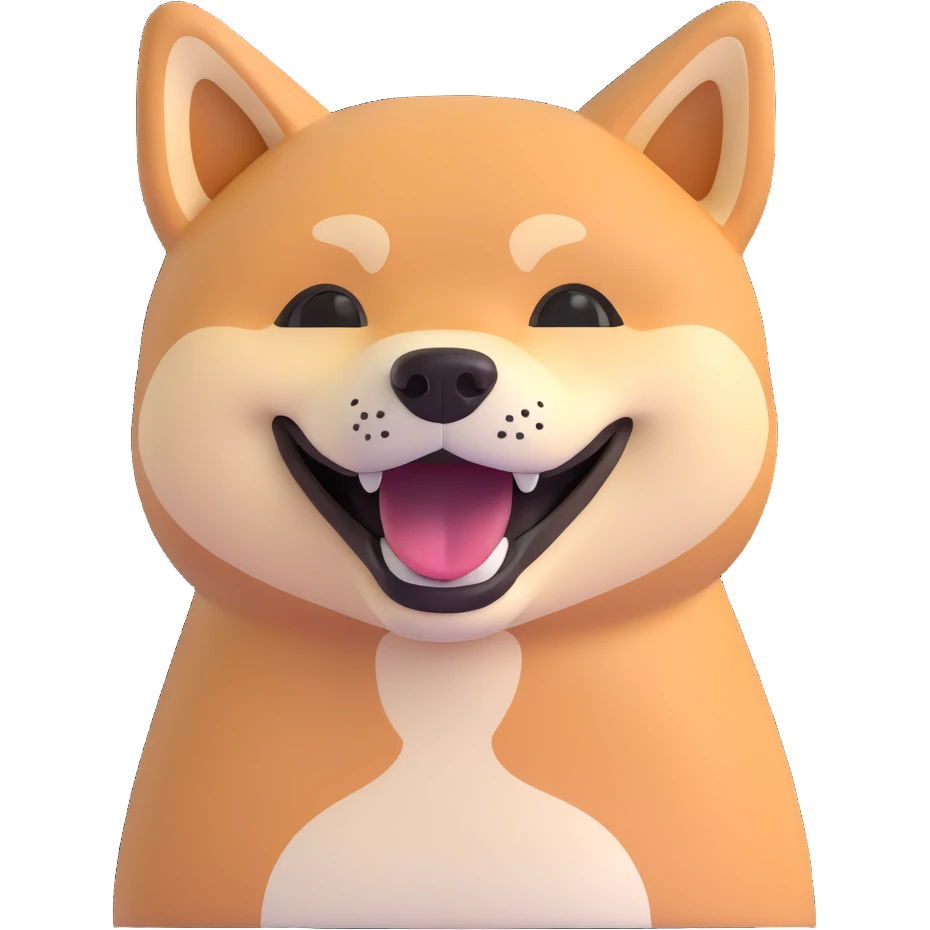 shiba inu, laughing emoji