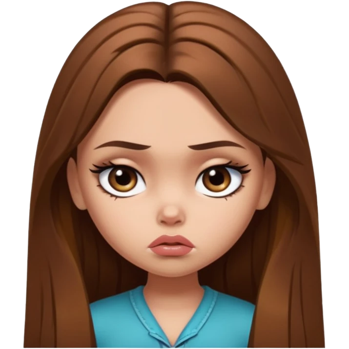sad pretty bratz baddie, long brown hair emoji