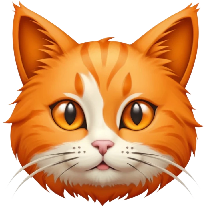 round planet with orange cat fur texture, cute pointy cat ears, and adorable cat face with whiskers emoji