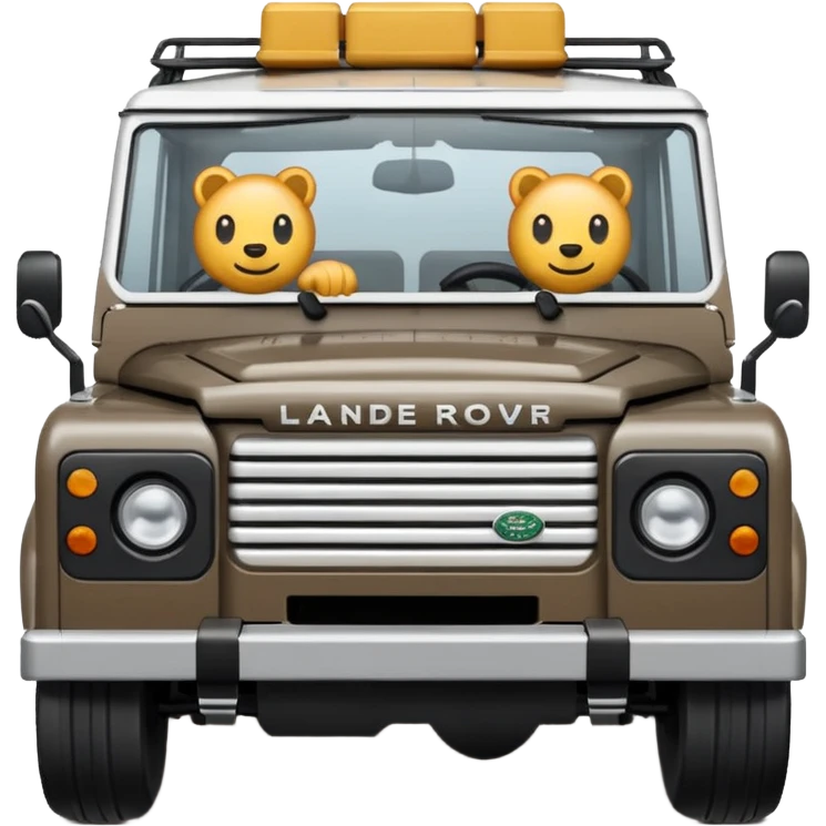 Grey-brown Land Rover D.
Apple emoji style emoji