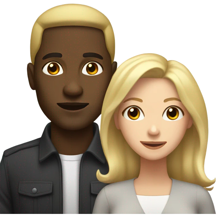 black man with goat white woman blonde shoulder length hair with brown eyes emoji