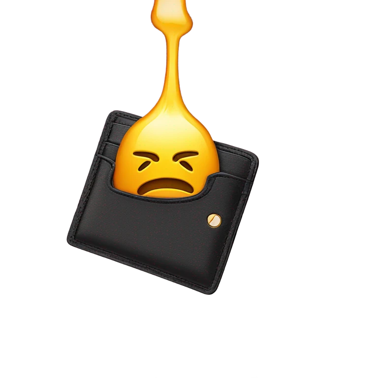 solana logo dripping into a wallet emoji