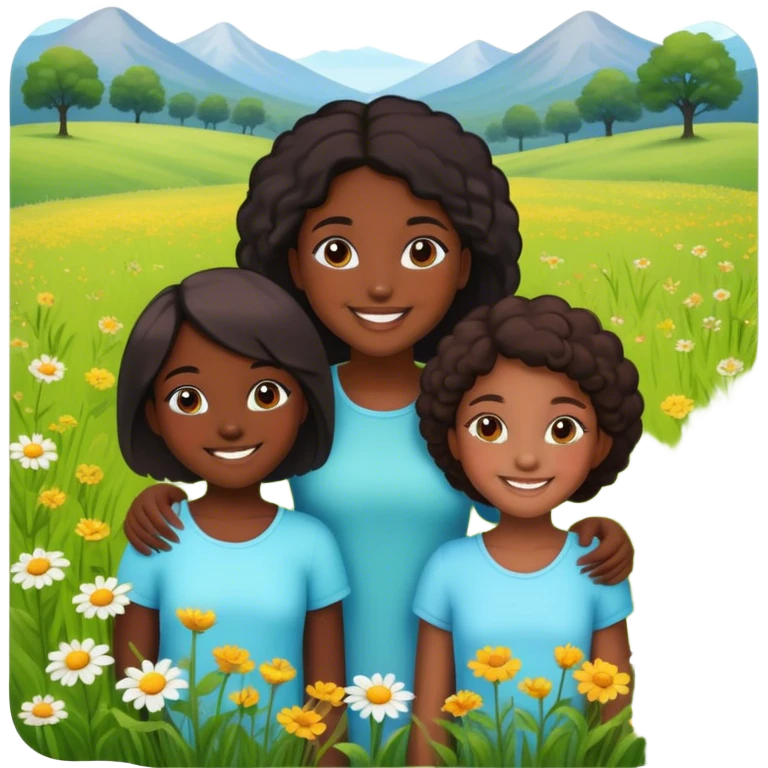 Beautiful meadow with some young black girls emoji