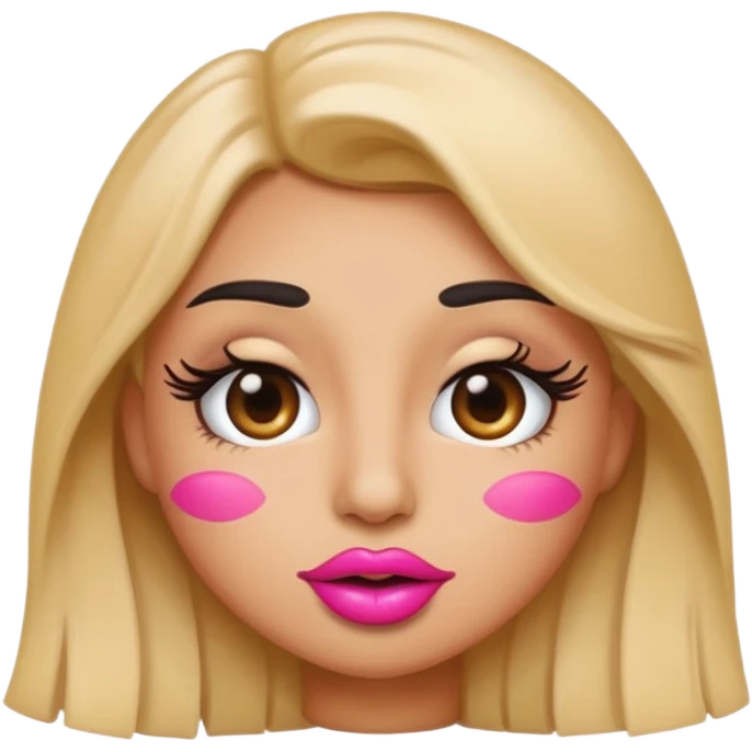 Standard emoji with pink pout lips and thick eyelashes emoji