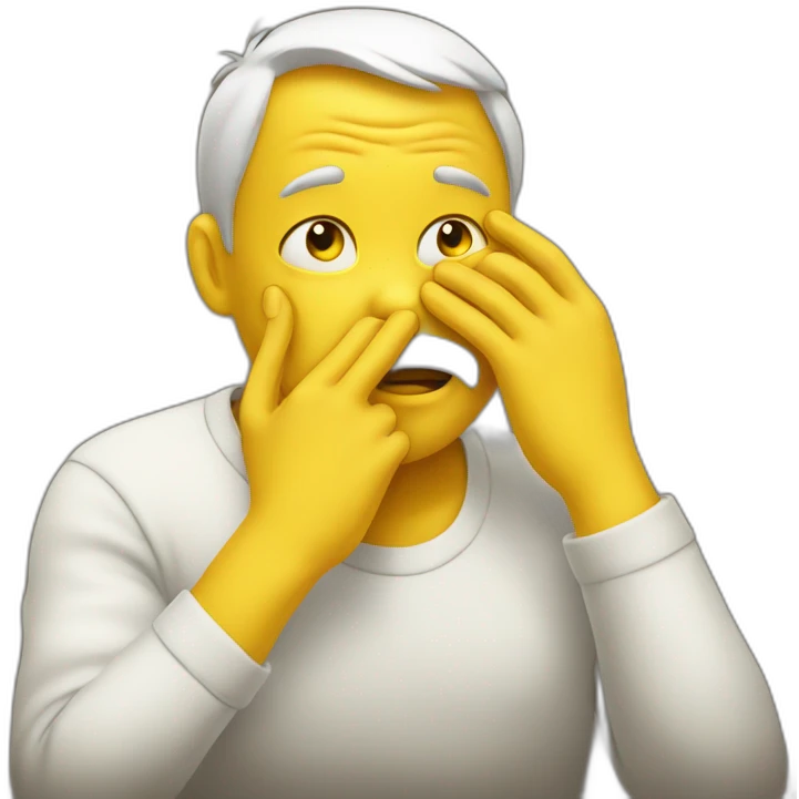 Classic yellow Emoji putting hand on his face because of deception emoji