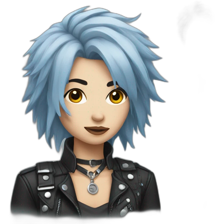 Blue gray hair punk girl emoji