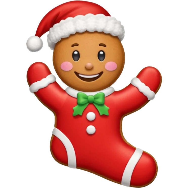 gingerbread cookie in red chrismast sock shape emoji
