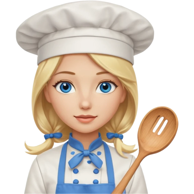Sexy Long Blonde hair blue eyed female chef emoji