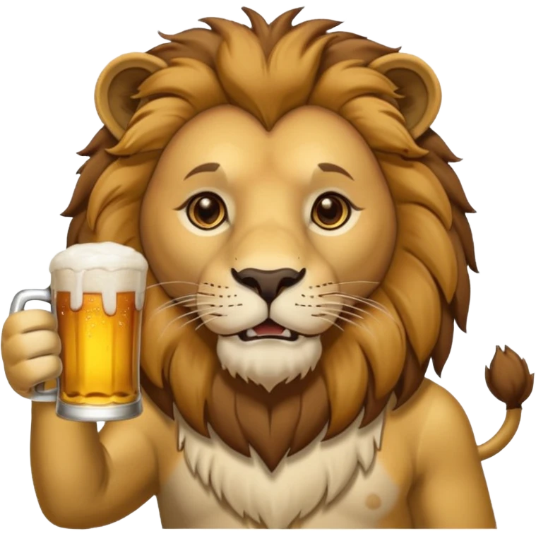 Lion with beer emoji