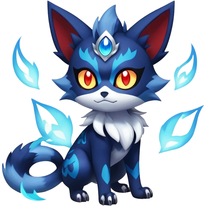 Shiny Evil mExotic Badass Colorful Ethereal Royal Mysterious Gothic Meowstic-Zorua-Litten-Noibat-Pokémon-Fakémon-hybrid-creature (full body) with random pattern-markings emoji