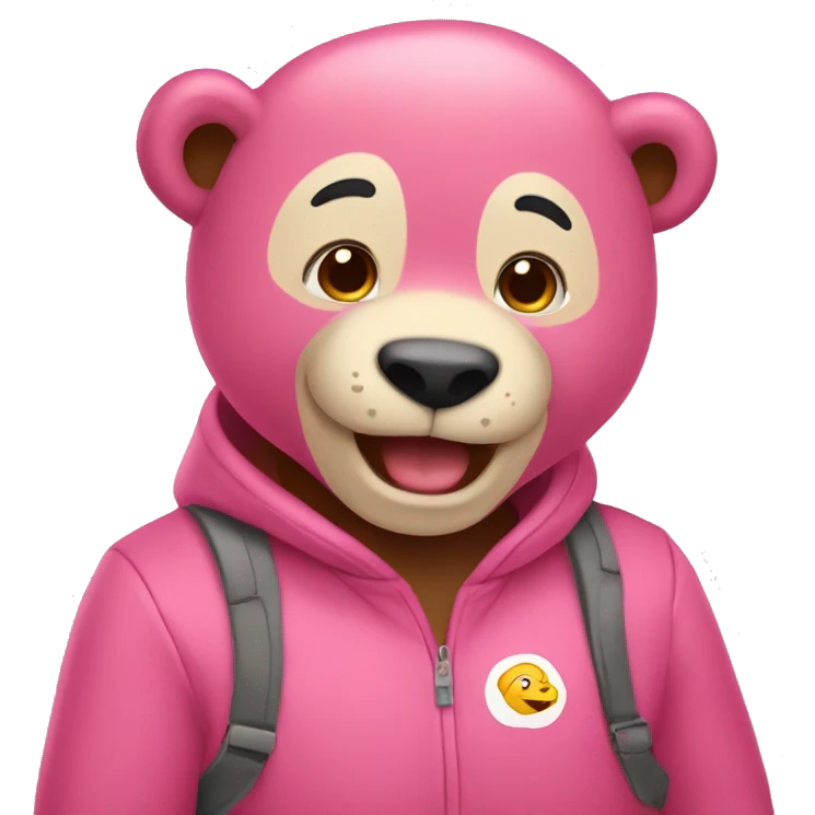 Oso color rosa sonriendo emoji
