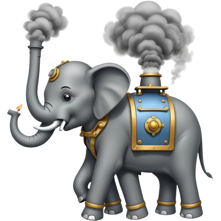 Steam Elephant full body  were a smoke is coming out of it  emoji