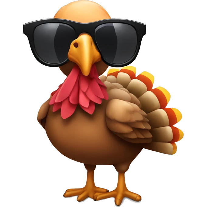 A thanksgiving turkey wearing sunglasses emoji