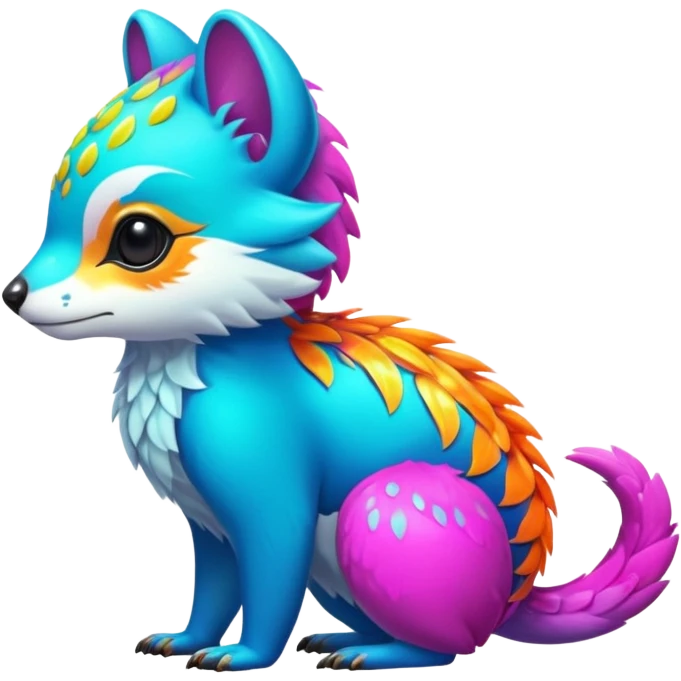 Colorful neon-colored tropical exotic shiny beautiful fantasy-Cacomistle-oncilla-animal-hybrid (full body) emoji