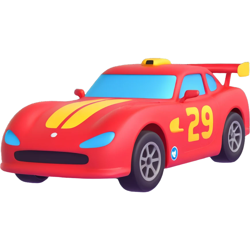 A race car in the style of 3D emoji emoji