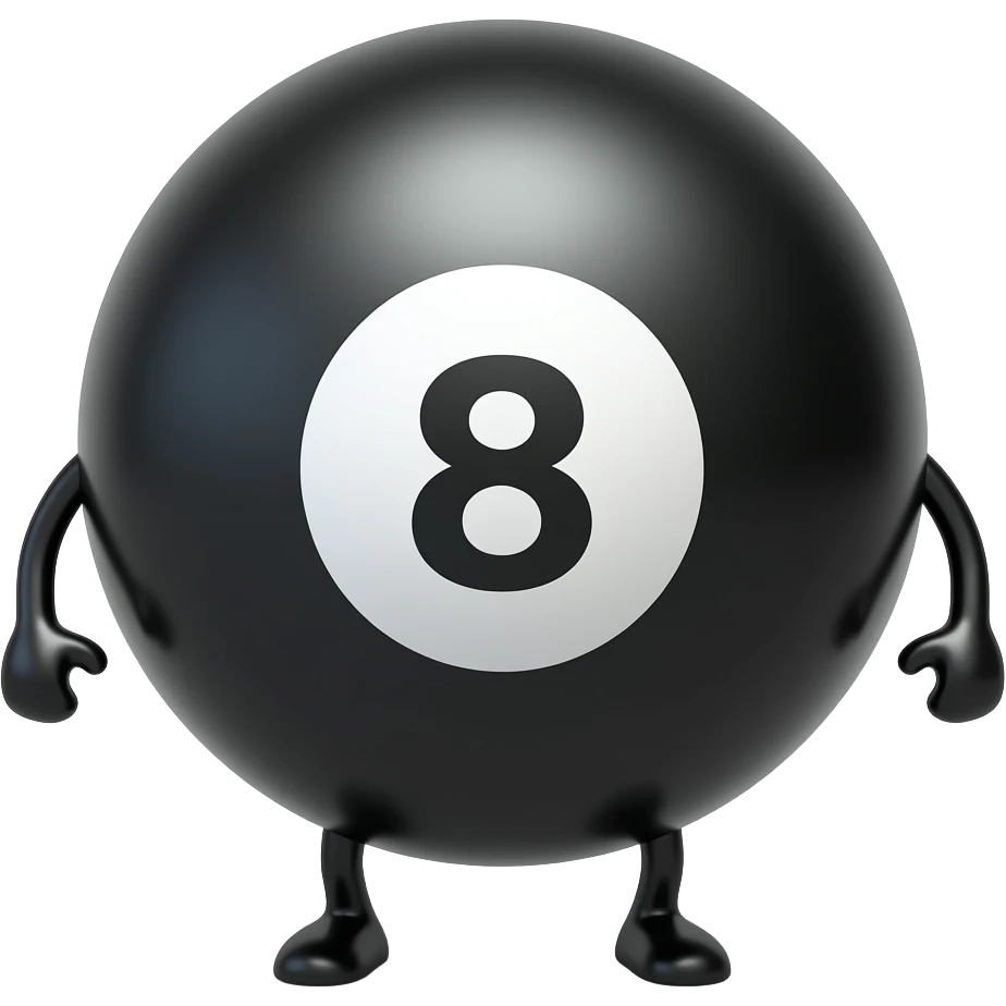 Black 8 ball with legs and arms emoji