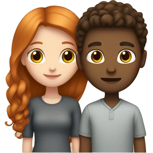 Brown haired girl and ginger haired boy in love  emoji