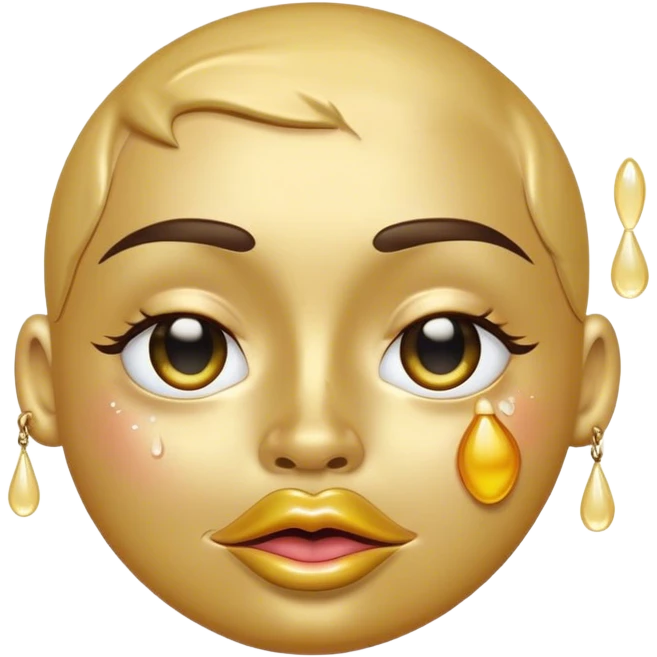 crying gold face winking doing a duck face holding a peace sign emoji