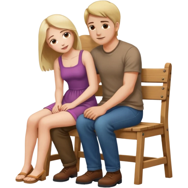 A woman sitting on a man's lap straddling him on an armless wooden chair.face to face  emoji