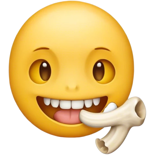 Yellow emoji with a bone in the mouth emoji