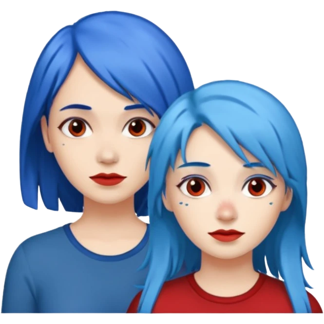 👭one having blue hair and one having red hair emoji