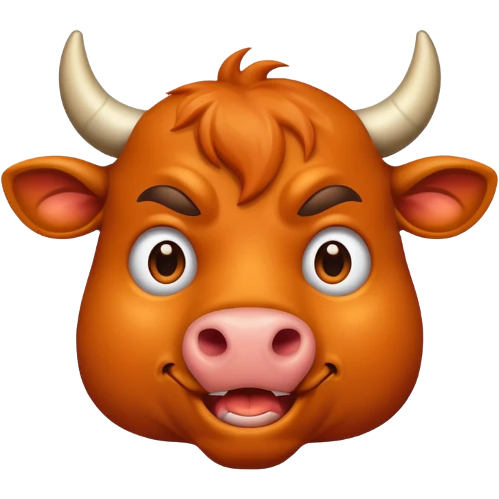 create me a color deep orange bull face that is happy, shock, celebrate, sad, mad, victory, chill emoji