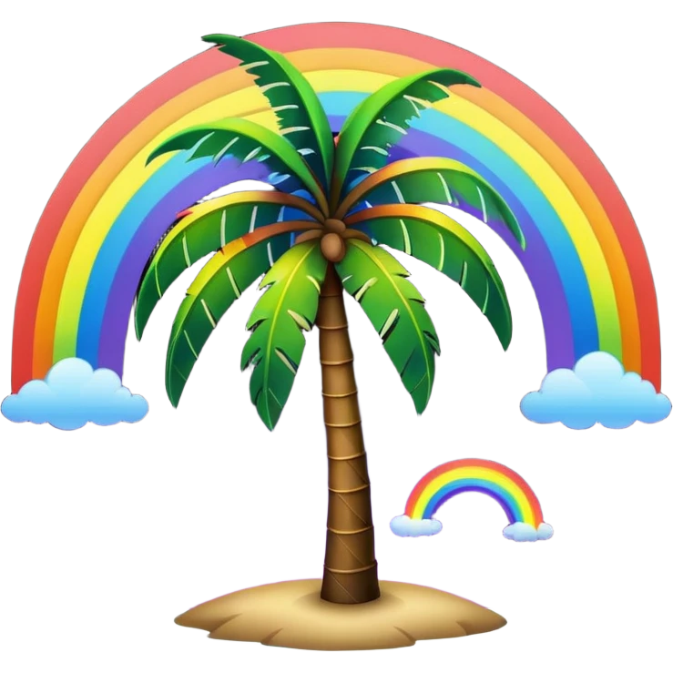 Palmera de negro con un arcoiris de fondo en la noche emoji