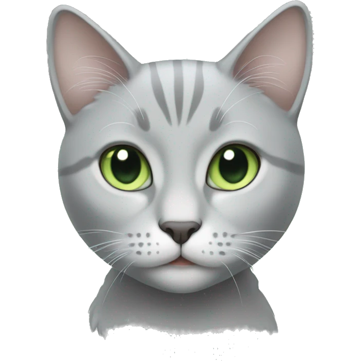 light grey cat with light green eyes emoji