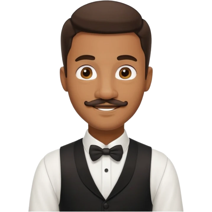 mustached black waiter man emoji